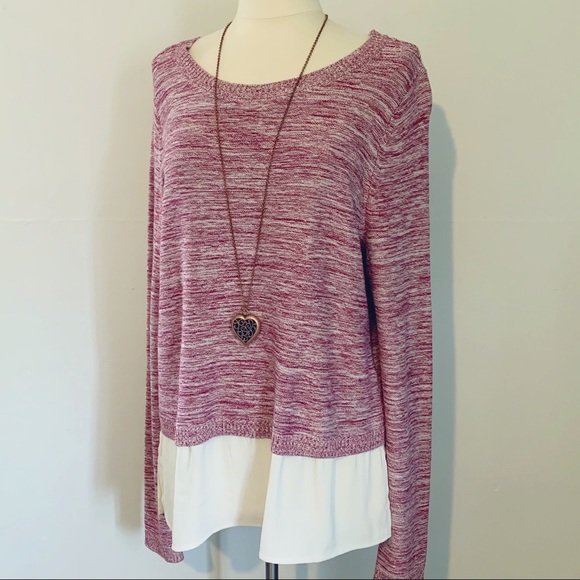 White House Black Market Sweaters - WHBM Layered Look Sweater Top in Mauve/Red